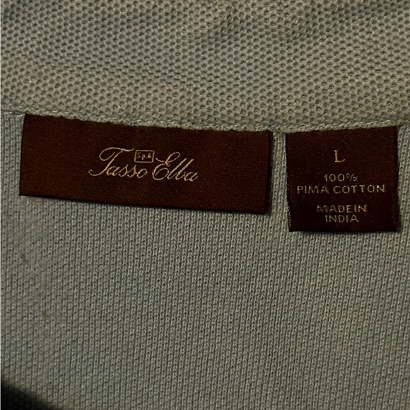 Tasso Elba Polo shirt sz L 3 button pocket light blue - Picture 4 of 5